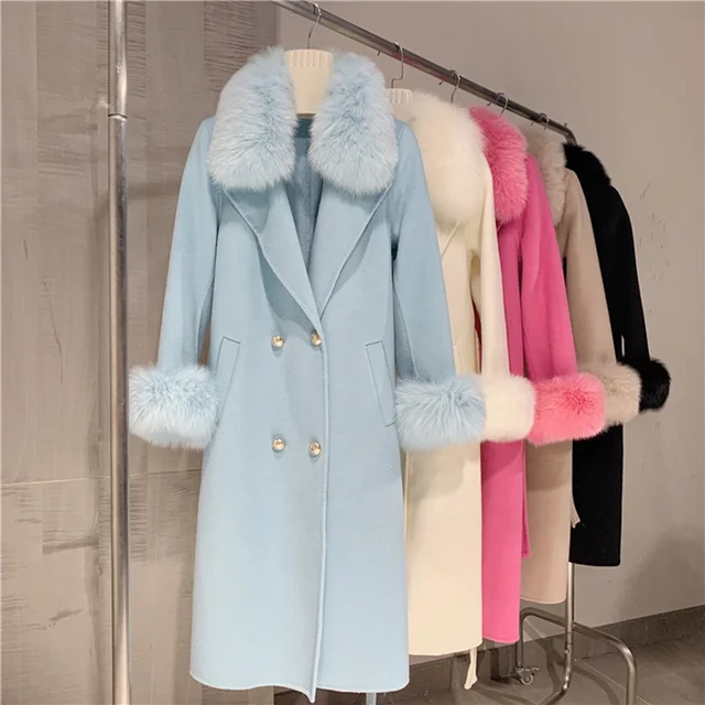 Cashmere with Fox Fur Collar & Cuff Women's