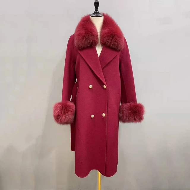 Cashmere with Fox Fur Collar & Cuff Women's