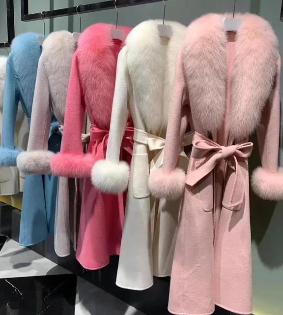 Cashmere with Fox Fur Collar & Cuff Women's