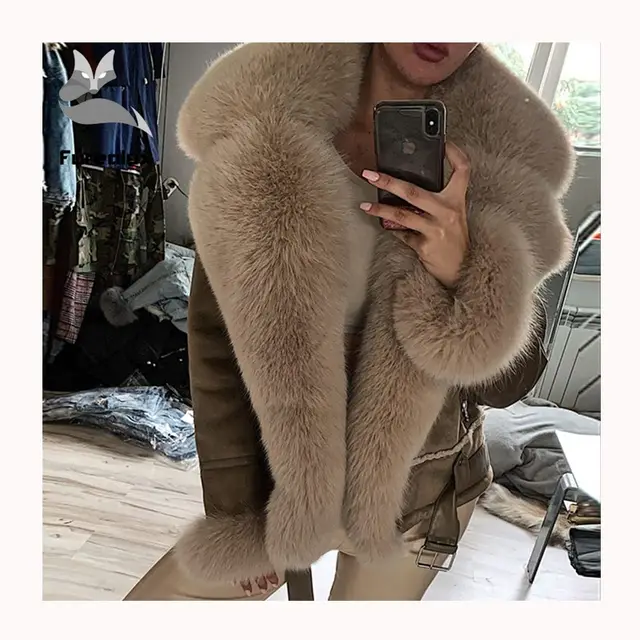 DON JOHN Bomber Jacket With Fox Fur Collar Women's