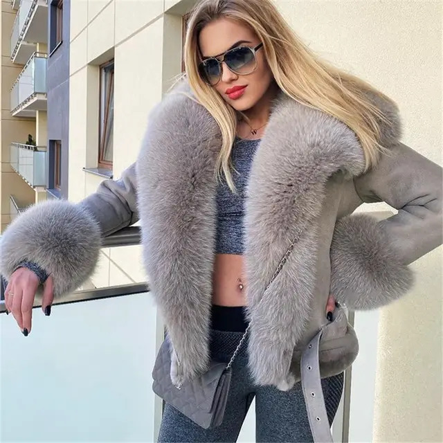 DON JOHN Bomber Jacket With Fox Fur Collar Women's