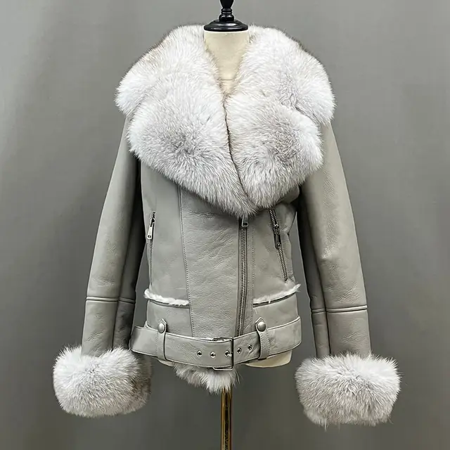 DON JOHN Bomber Jacket With Fox Fur Collar Women's
