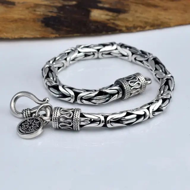 925 Silver Bracelet Men Link Chain Vintage Punk Thai Unisex