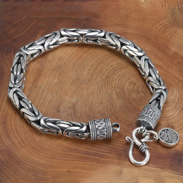 925 Silver Bracelet Men Link Chain Vintage Punk Thai Unisex