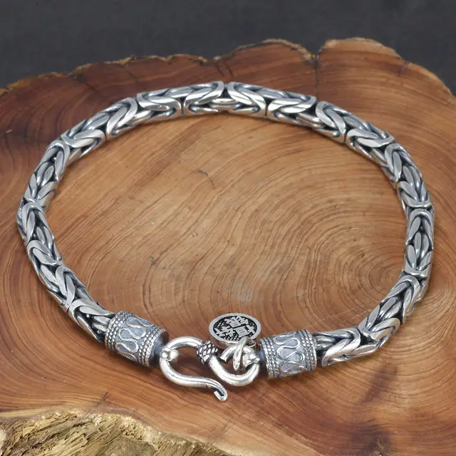 925 Silver Bracelet Men Link Chain Vintage Punk Thai Unisex