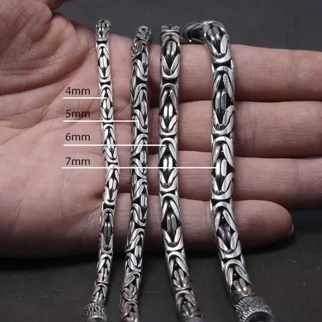 925 Silver Bracelet Men Link Chain Vintage Punk Thai Unisex