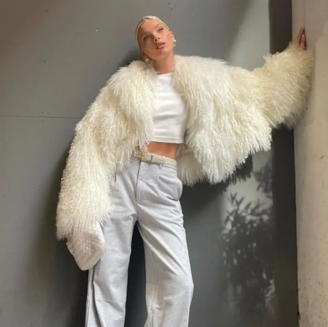 Mongolian Lamb Fur Coat Handmade Women's