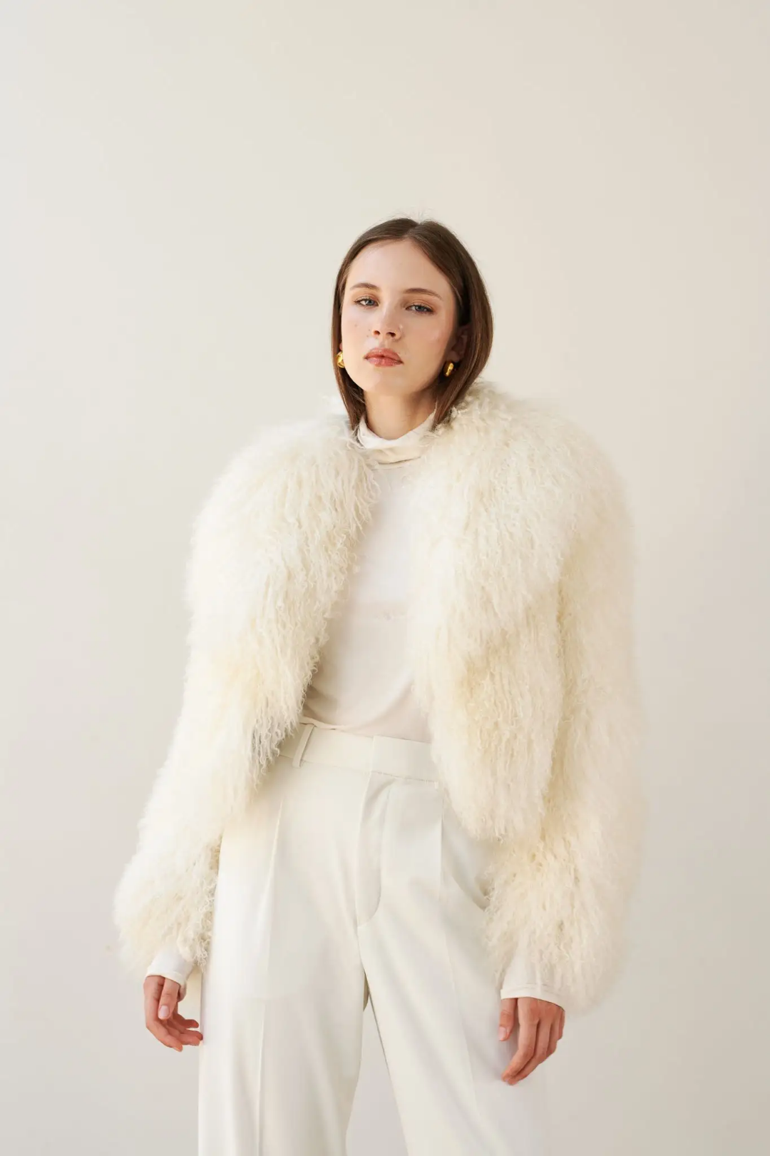 Mongolian Lamb Fur Coat Handmade Women's