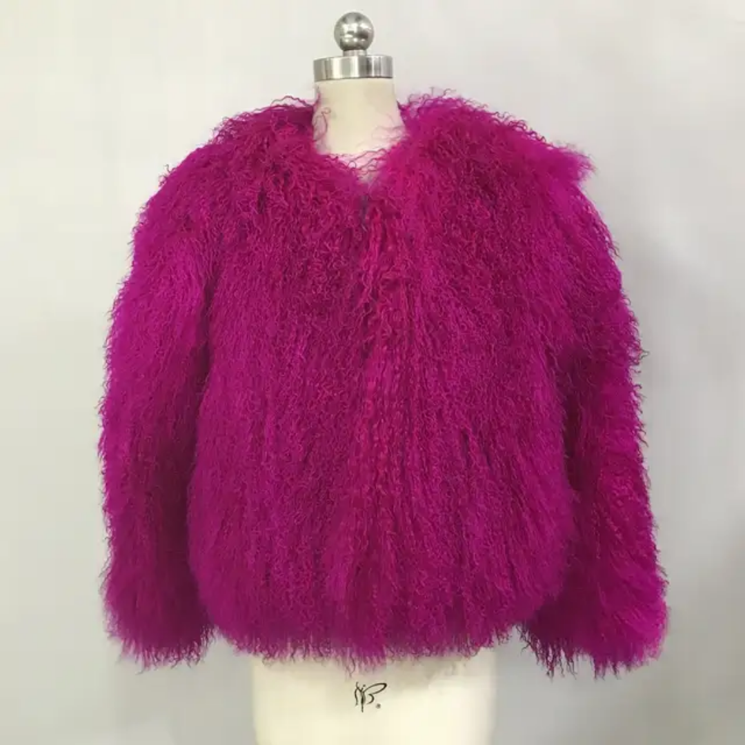 Mongolian Lamb Fur Coat Handmade Women's