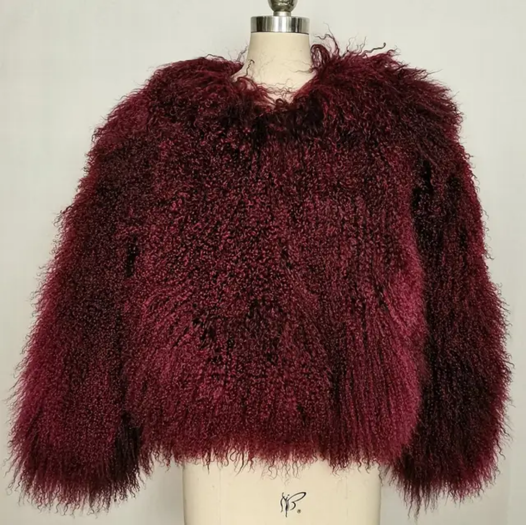 Mongolian Lamb Fur Coat Handmade Women's