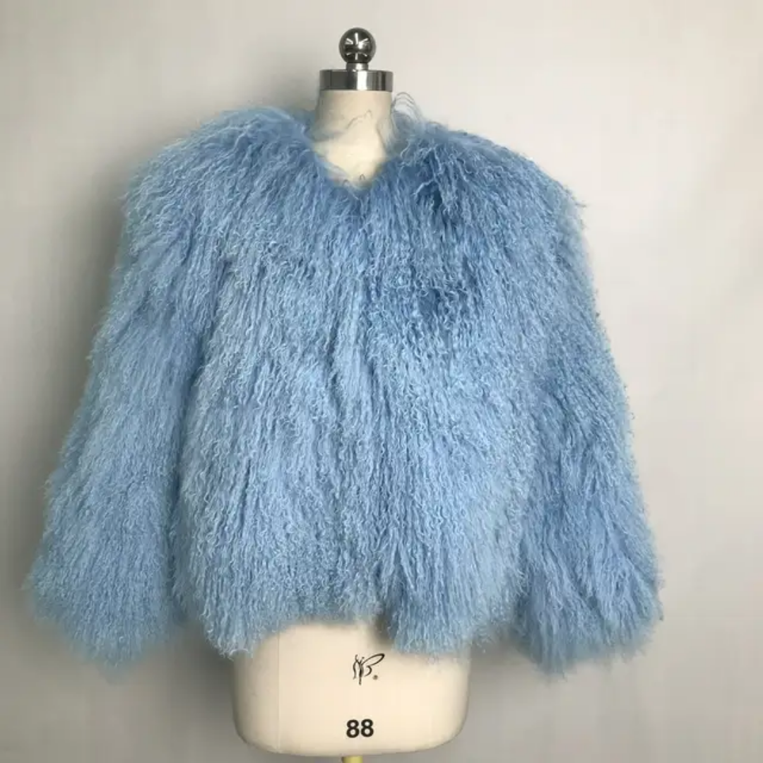 Mongolian Lamb Fur Coat Handmade Women's