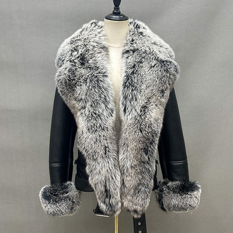 DON JOHN Bomber Jacket With Fox Fur Collar Women's