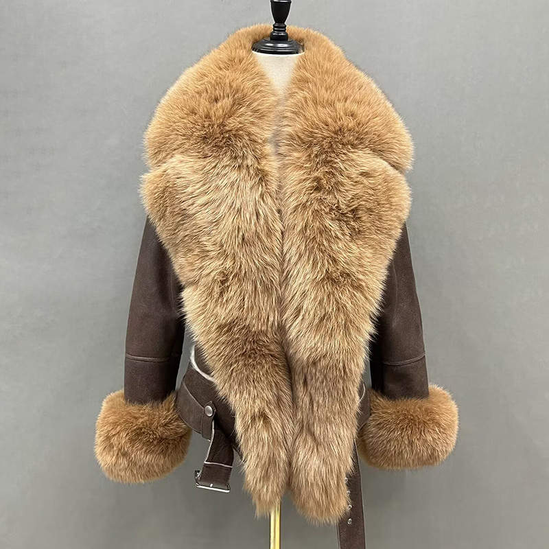 DON JOHN Bomber Jacket With Fox Fur Collar Women's