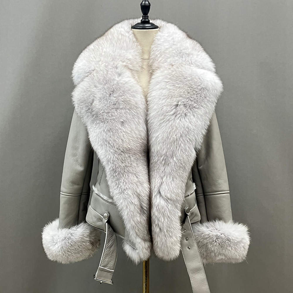 DON JOHN Bomber Jacket With Fox Fur Collar Women's