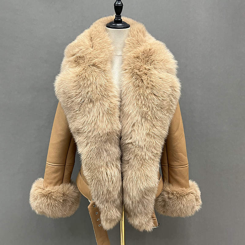 DON JOHN Bomber Jacket With Fox Fur Collar Women's