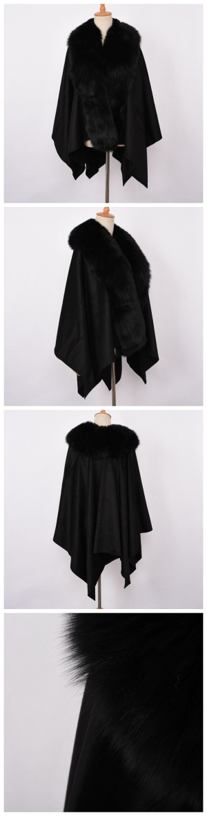 S7357 Cashmere Ponchos Fur Capes Fox Shawl Women's