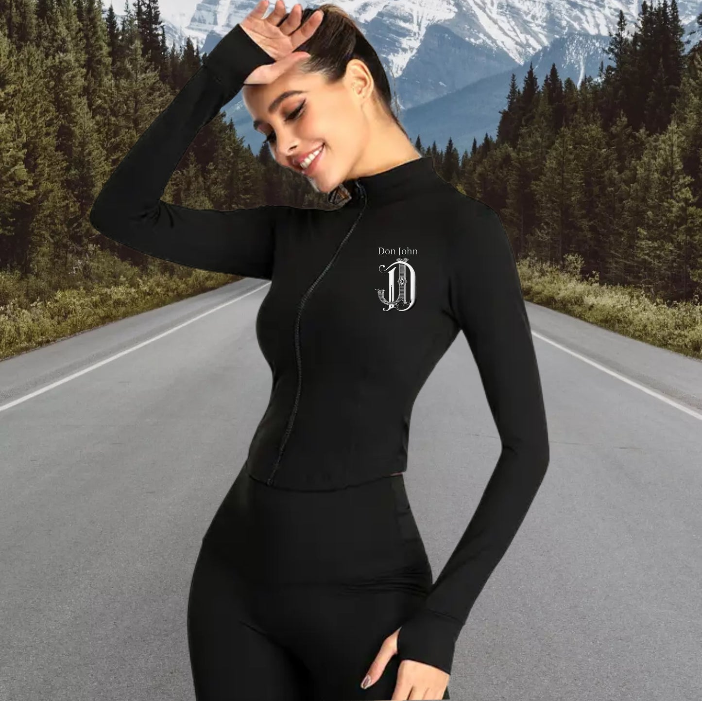 DON JOHN Yoga Zipper Front 3 Piece Outfit Set Women's