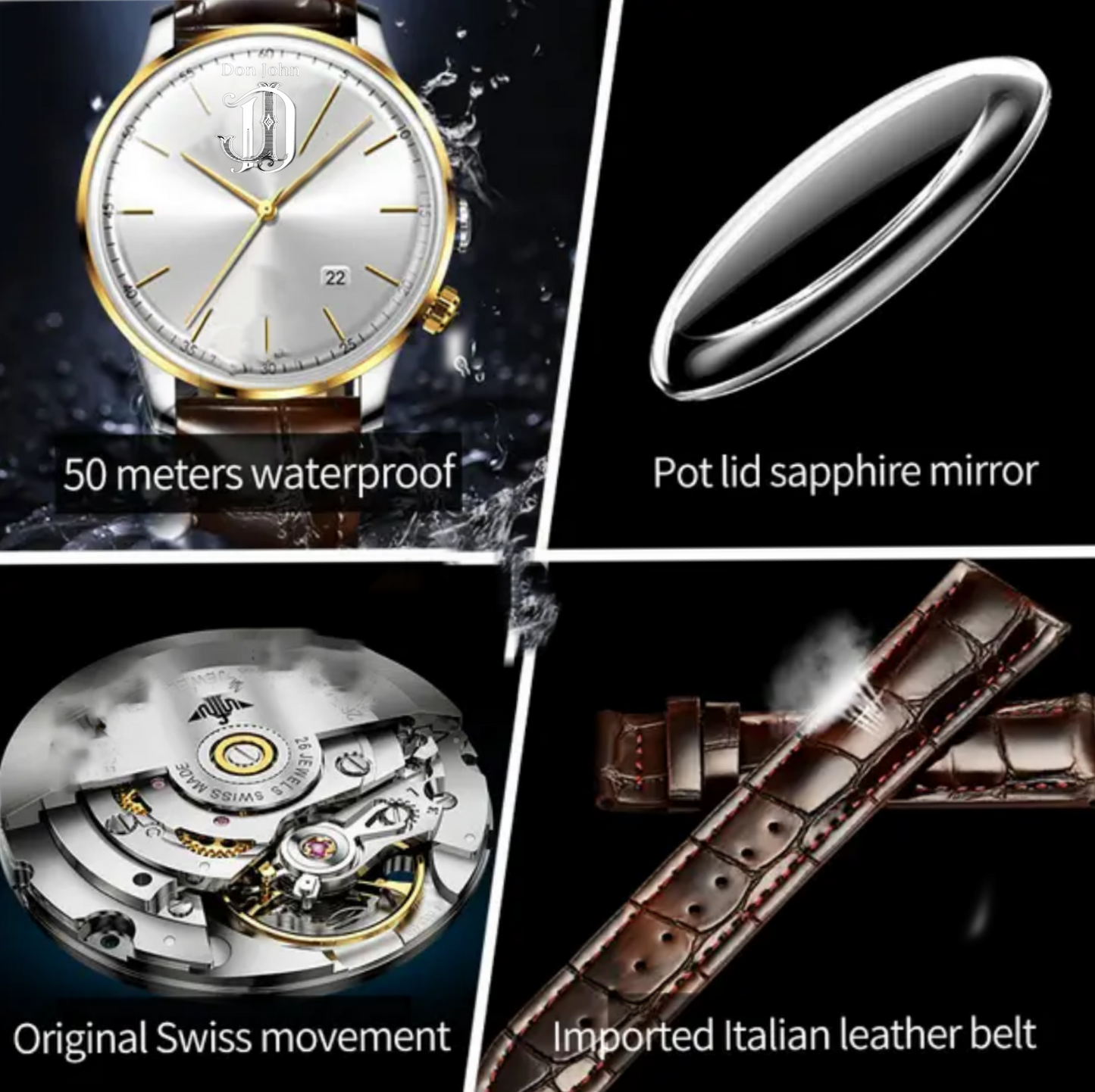 DON JOHN Watch Swiss Movement Handmade Stainless Steel Unisex