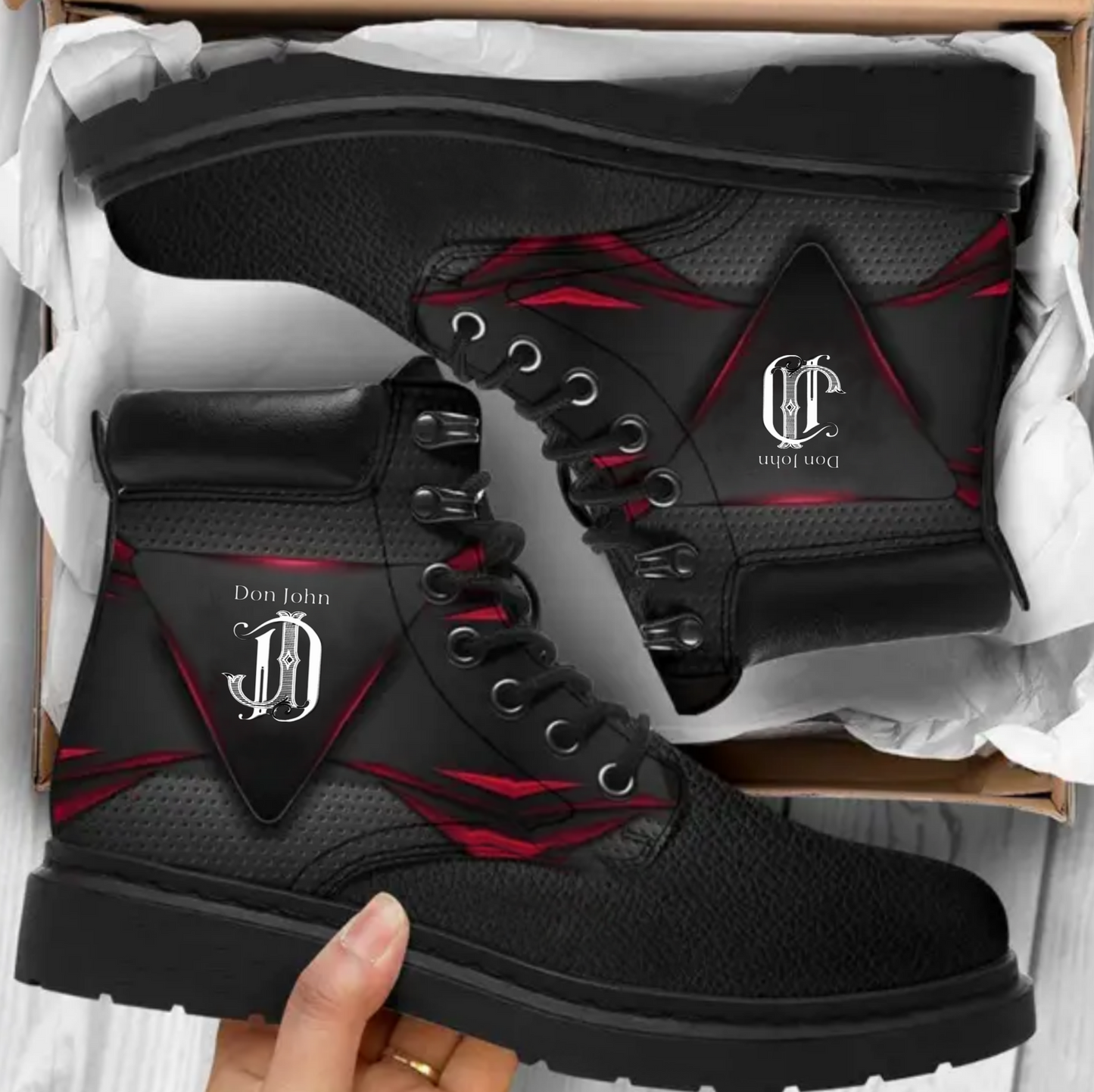 Don John Leather Boots Print On Demand Men's