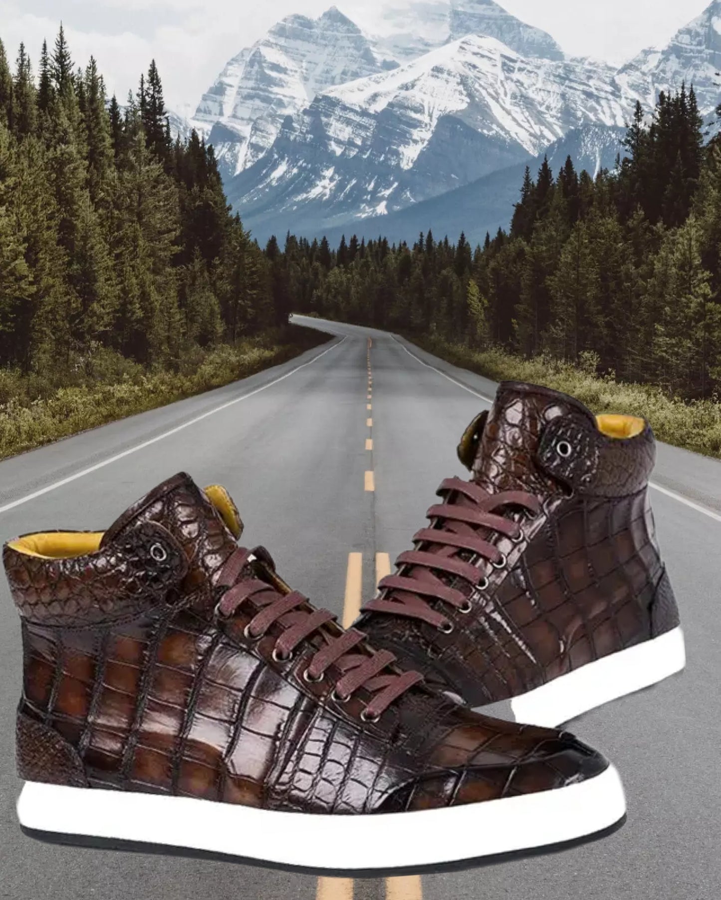 DON JOHN Sneakers Crocodile Handmade Shoes Men's