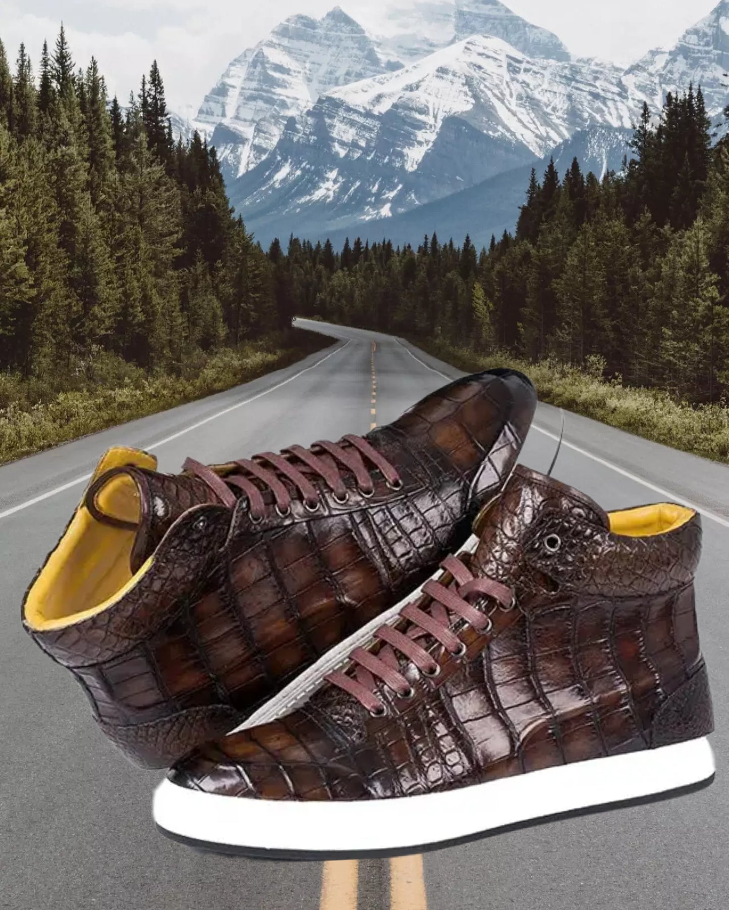 DON JOHN Sneakers Crocodile Handmade Shoes Men's