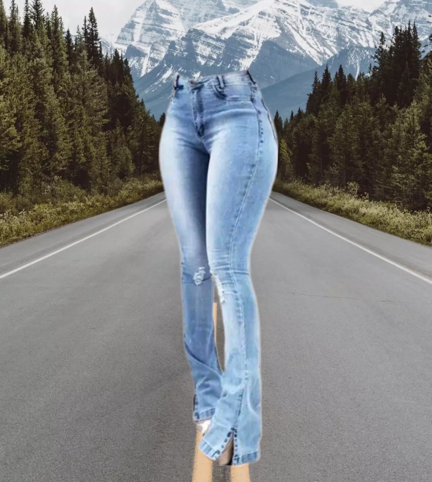 DON JOHN Jeans Split Boot Cut Flair Women's