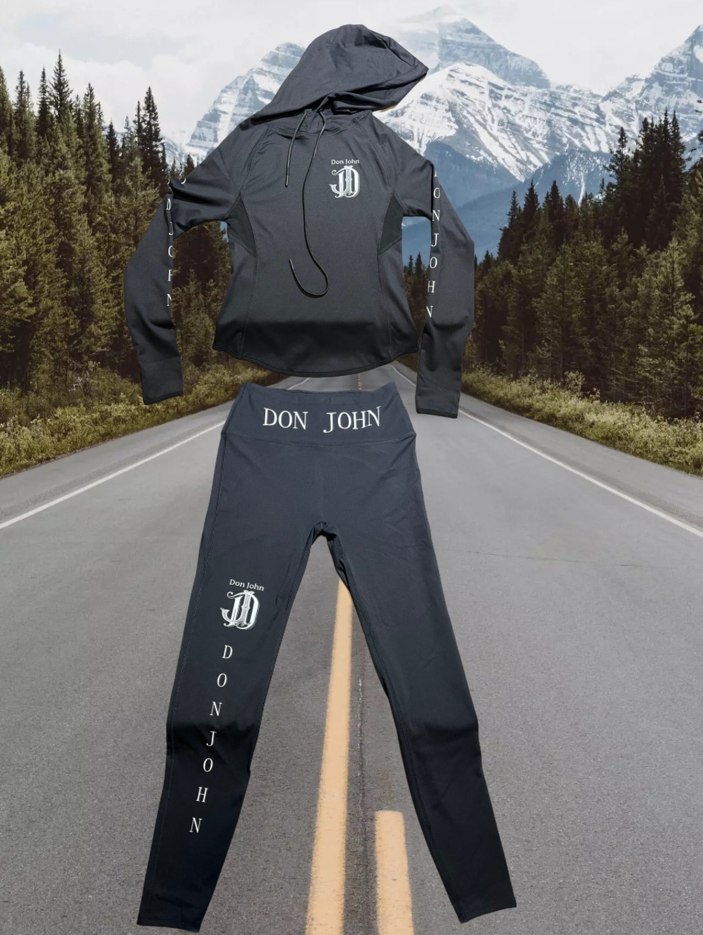 DON JOHN Yoga Outfit Set Hooded Top Women's