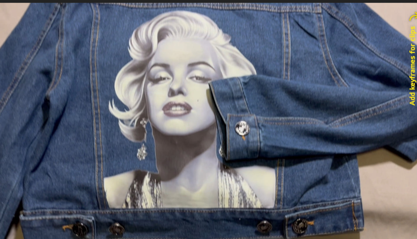 DON JOHN Jean Jacket Marilyn Monroe Print Women's