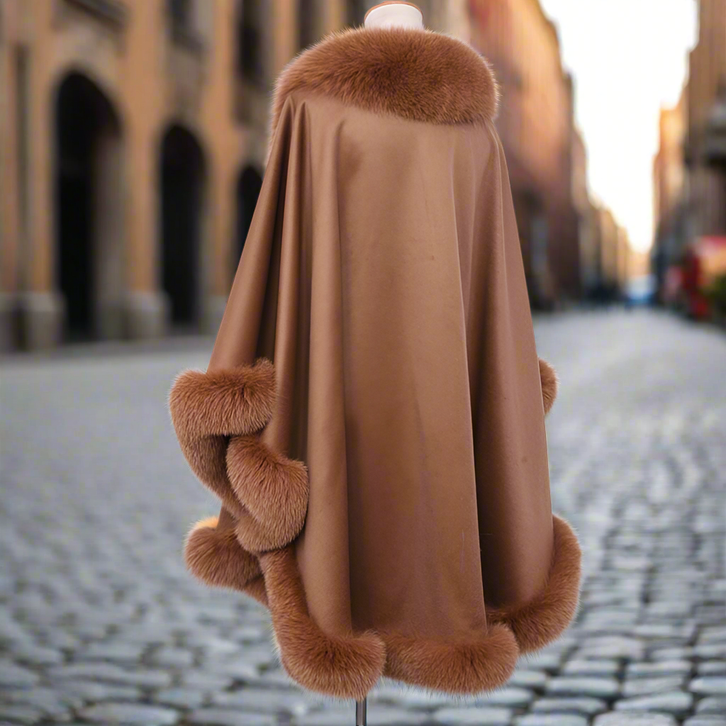 Cashmere & Fox Fur Poncho Women's