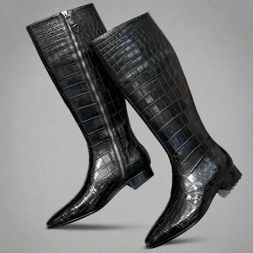 DON JOHN Crocodile Handmade Boots Women's