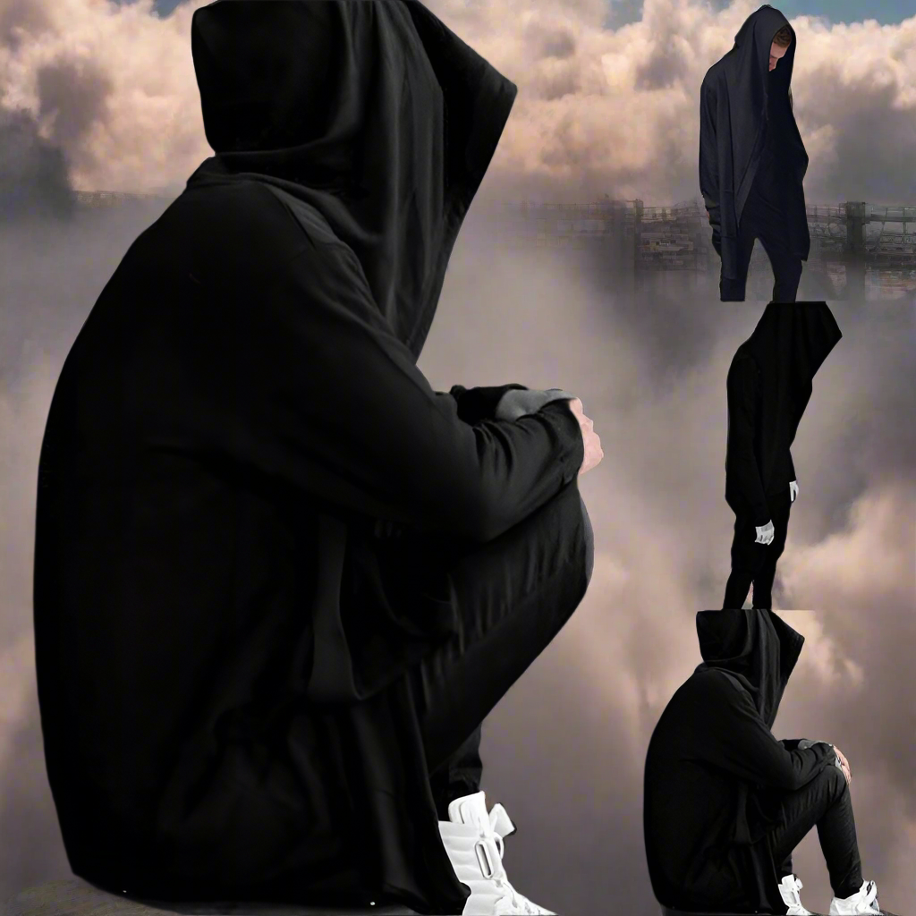Gothic Hooded Cardigan Long Sleeves Cloak Men's
