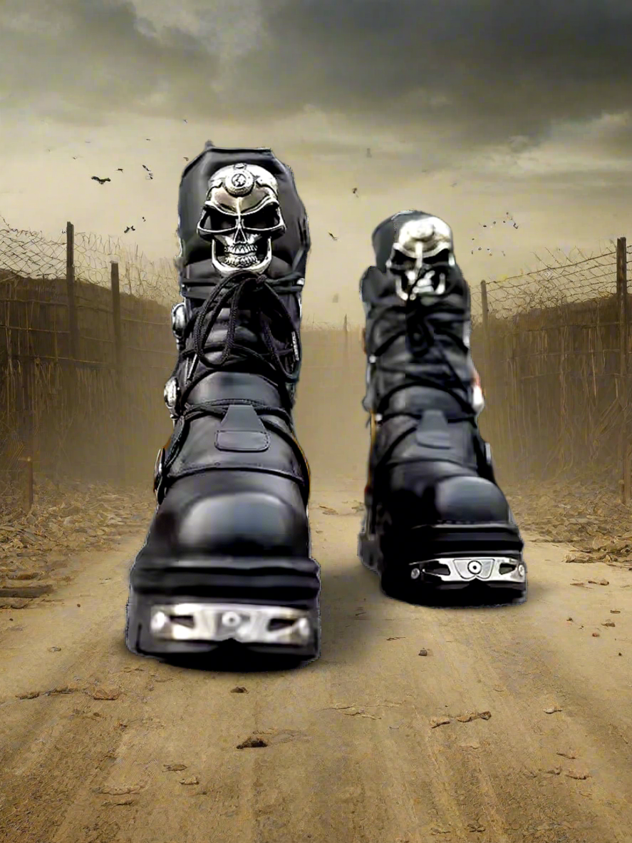 Dystopian Skull Boots Gothic Punk