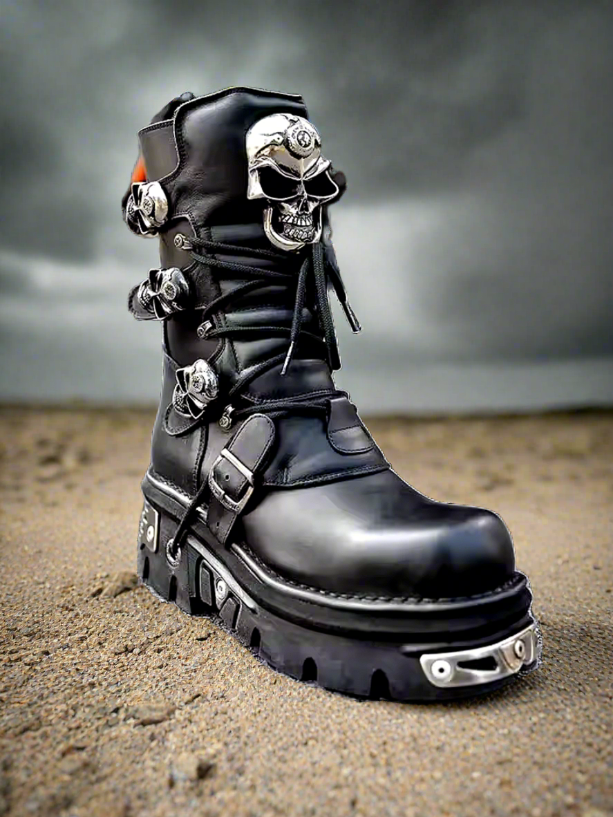 Dystopian Skull Boots Gothic Punk