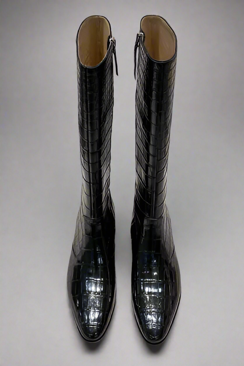 DON JOHN Crocodile Handmade Boots Women's