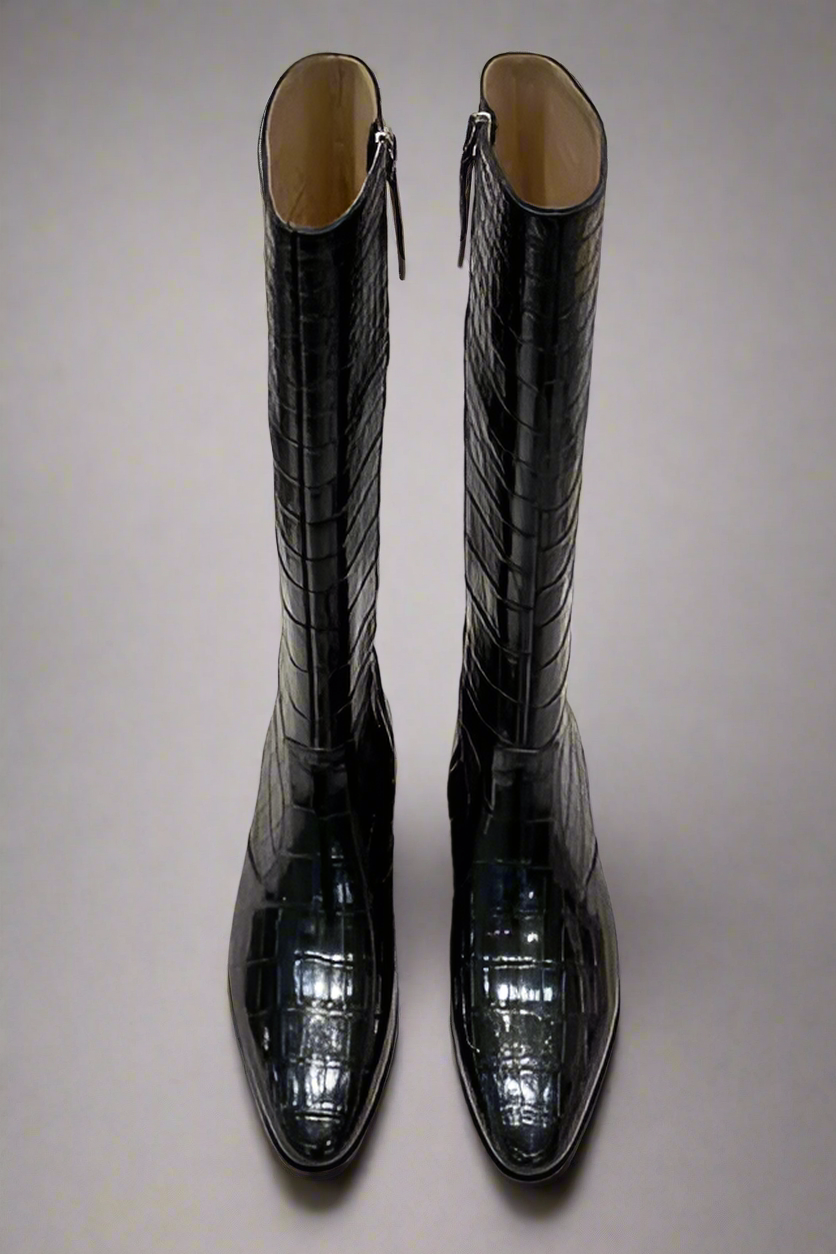 DON JOHN Crocodile Handmade Boots Women's