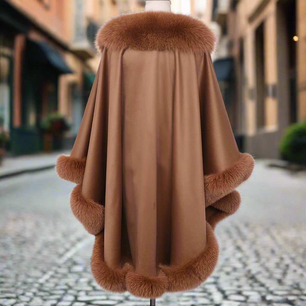 Cashmere & Fox Fur Poncho Women's