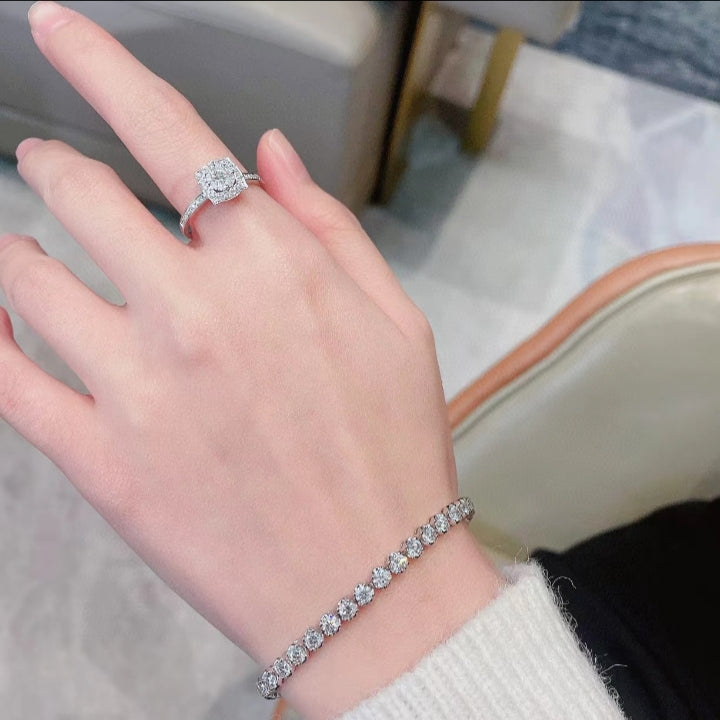 Diamond Tennis Bracelet 18k Gold Natural Stones