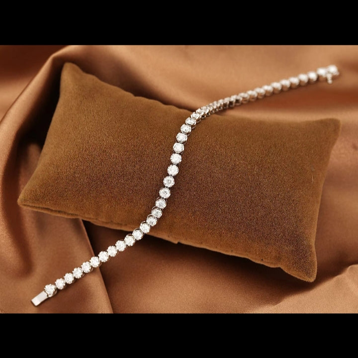 Diamond Tennis Bracelet 18k Gold Natural Stones
