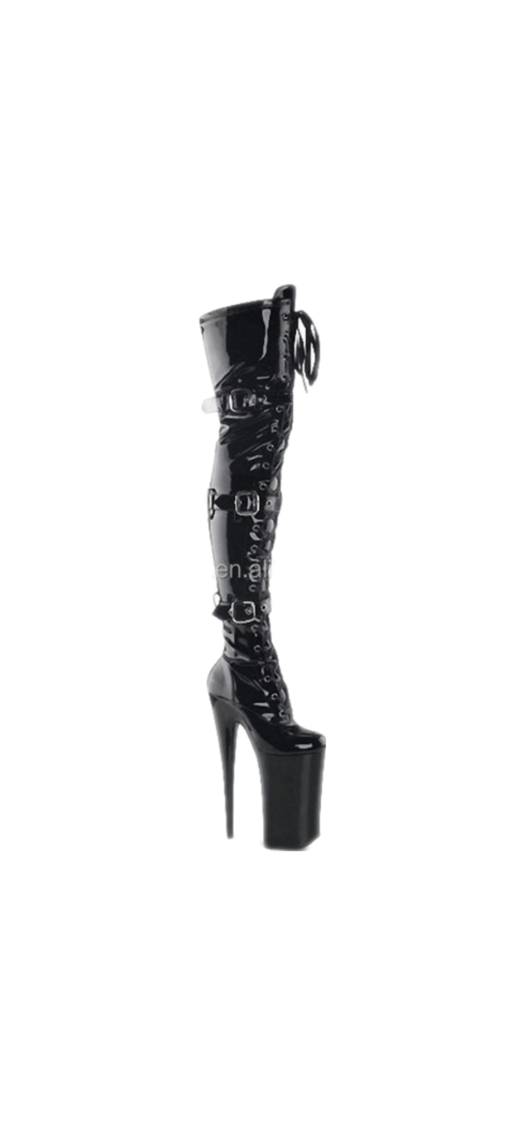 20 cm High Knee-High Lace-Up Boots With Buckles Women's