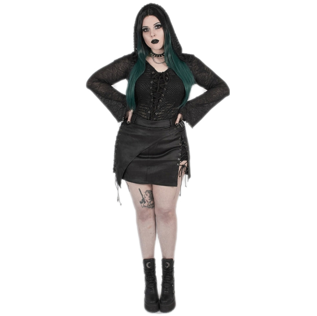 PUNK RAVE DT-666TCF Gothic Long Sleeve Knit Hooded Steampunk T-shirt Women's