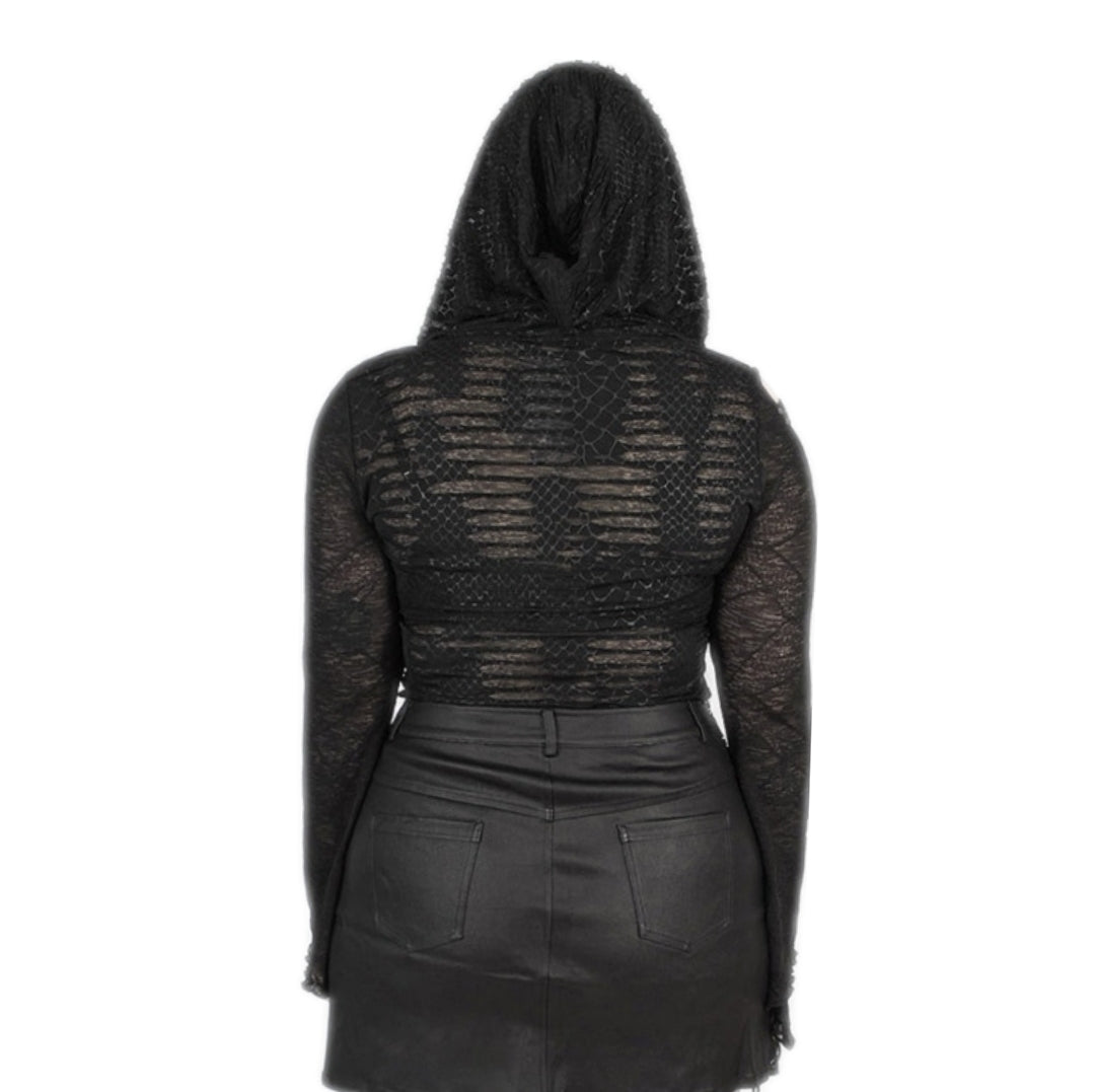 PUNK RAVE DT-666TCF Gothic Long Sleeve Knit Hooded Steampunk T-shirt Women's