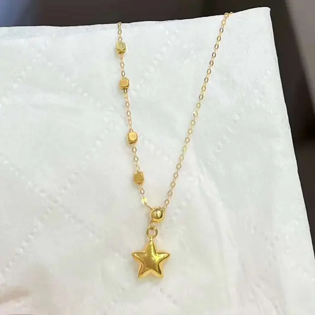 18K Gold Star Necklace Women's