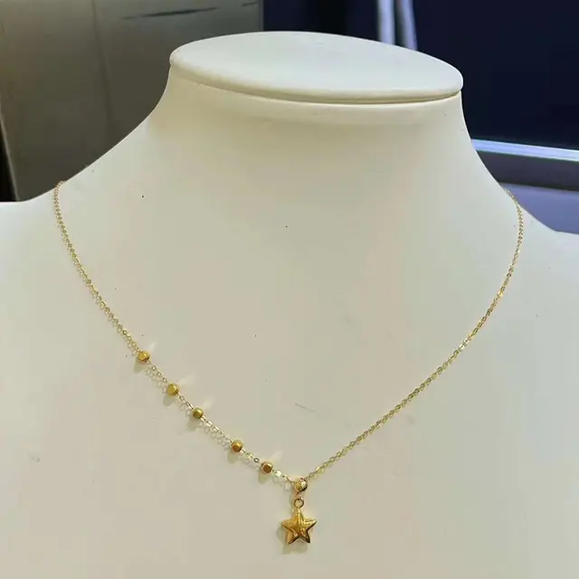 18K Gold Star Necklace Women's