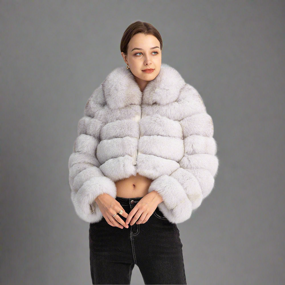 Cropped Fox Fur Coat Women's