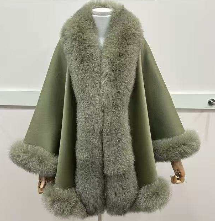 Green Cashmere Fur cape