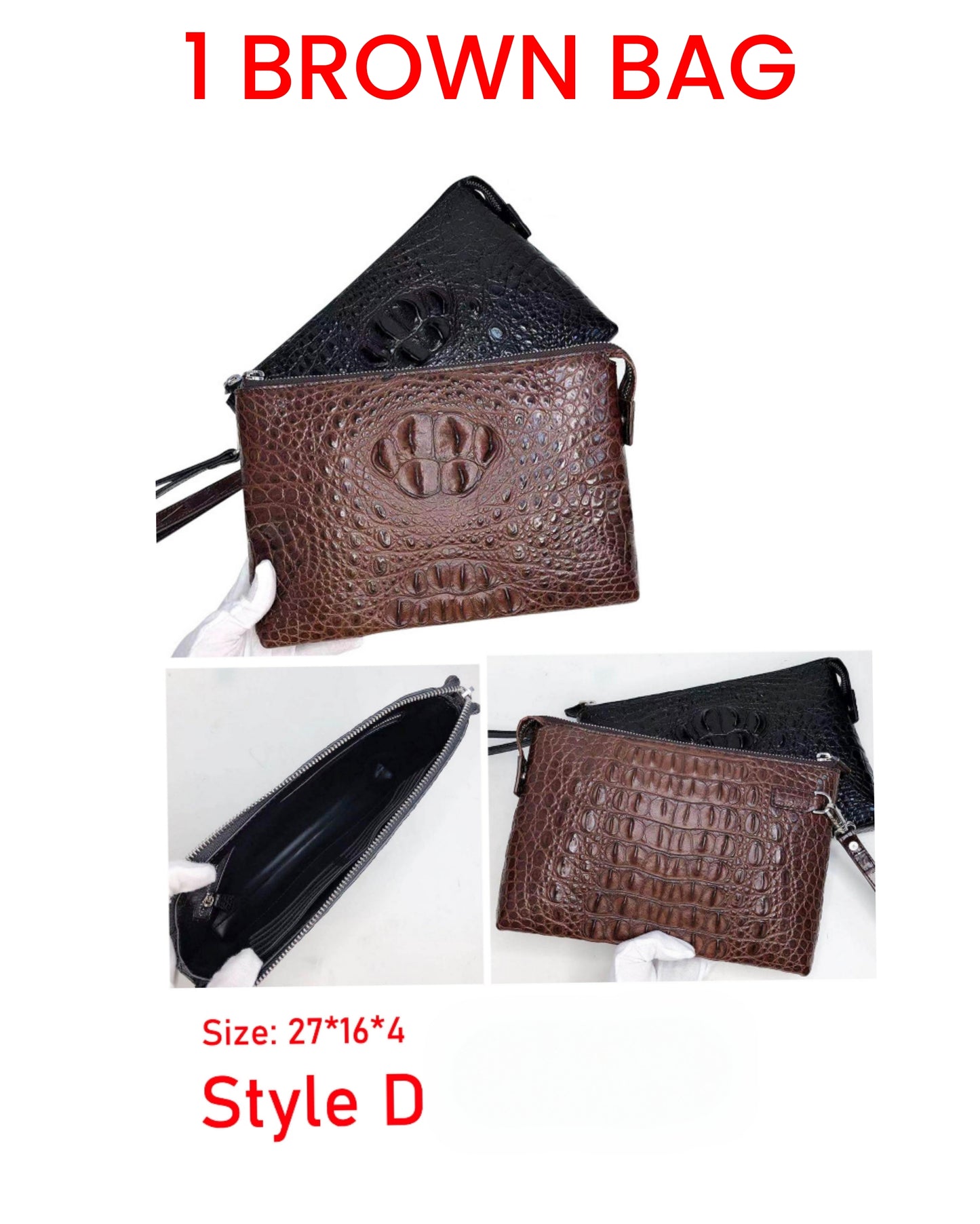 Handmade Crocodile Zipper Clutch Unisex