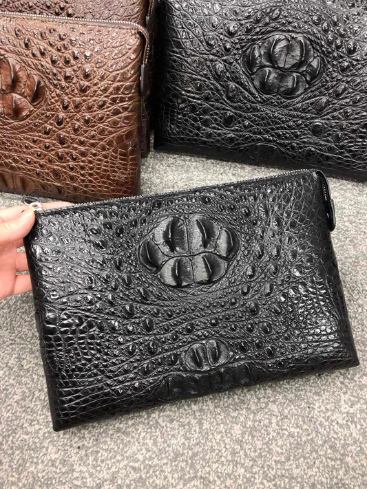 Handmade Crocodile Zipper Clutch Unisex
