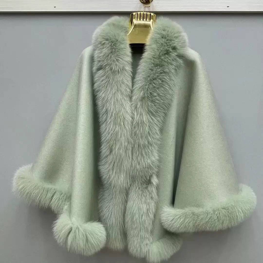Green Cashmere Fur cape