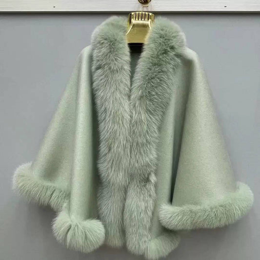 Green Cashmere Fur cape