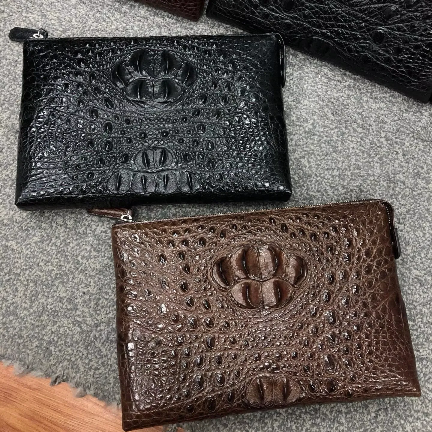 Handmade Crocodile Zipper Clutch Unisex